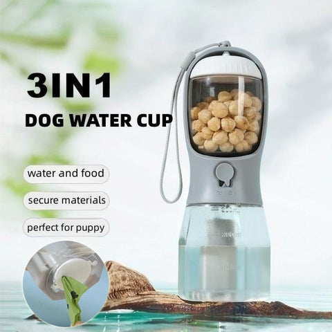 Pet Water Drinking Cup & Food Garbage Bag 3-in-1