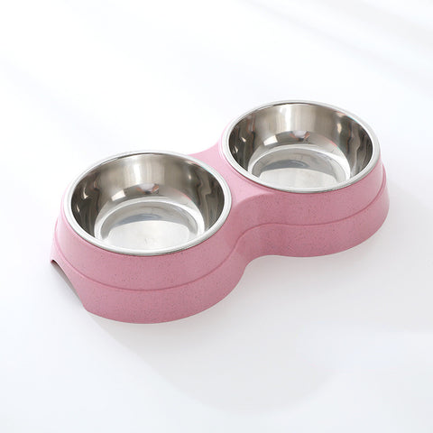 Double Pet Bowls Dog Food Water Feeder Stainless Steel Pet Drinking Dish