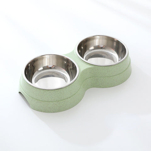 Double Pet Bowls Dog Food Water Feeder Stainless Steel Pet Drinking Dish