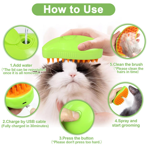 3 In 1 Pet Steam Brush For Pets (Rechargeable)