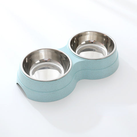 Double Pet Bowls Dog Food Water Feeder Stainless Steel Pet Drinking Dish