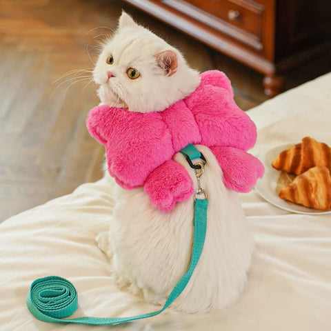 Pet Bow Chest Strap Traction Rope Walking Dog Rope Dog And Cat Going Out Cute Bow Self Backpack Dog Accessories
